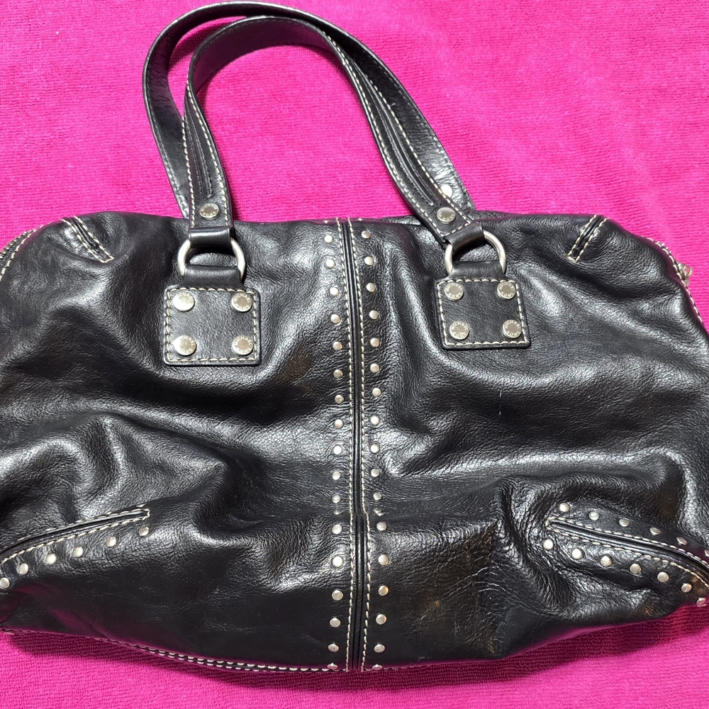 Michael Kors Micheal: Black Leather Tote with Studs